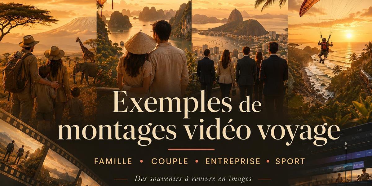 Exemples de montages vidéo voyage : famille, couple, entreprise et aventure sportive